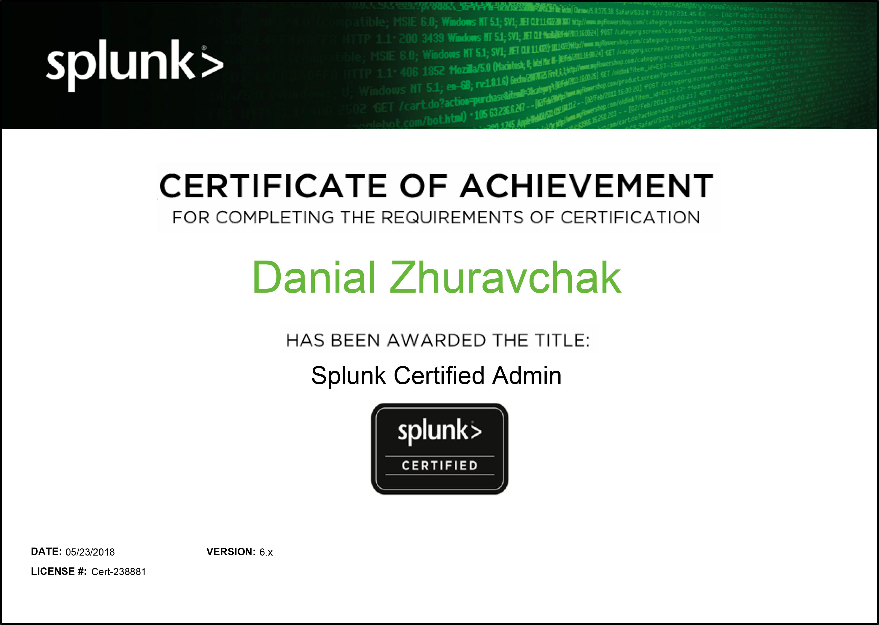 splunk certified admin