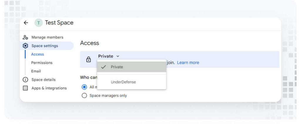 Public Google Spaces security 