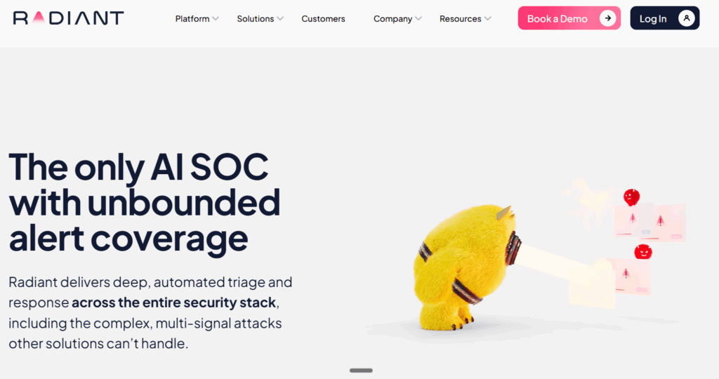 Radiant Security AI SOC delivering automated triage and multi-signal attack response across full security stacks