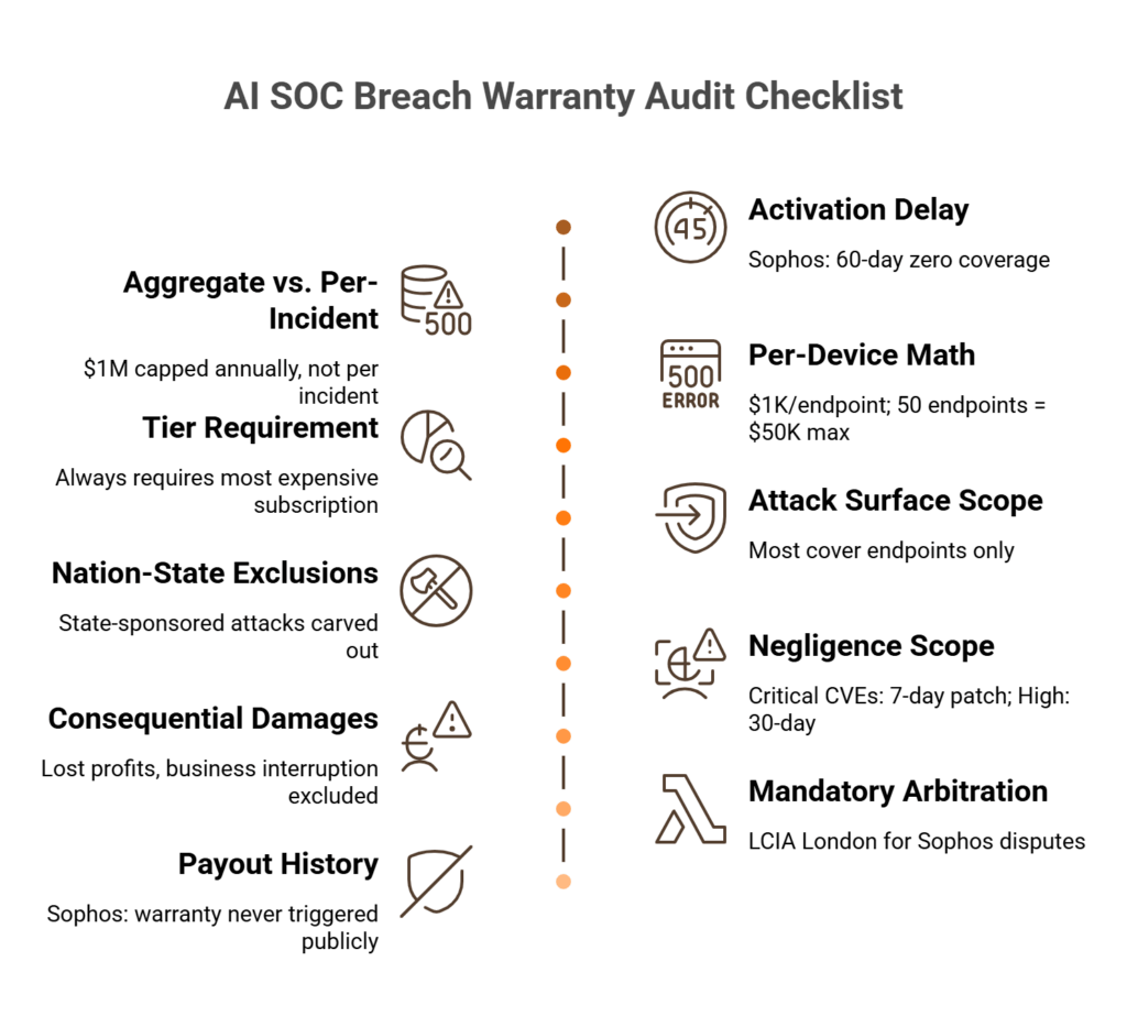10-point checklist auditing AI SOC breach warranty coverage gaps and exclusions
