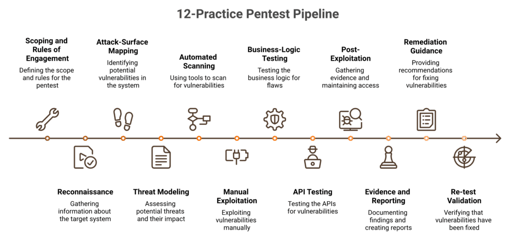Twelve-step web application penetration testing process from reconnaissance to remediation