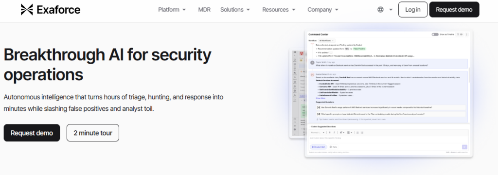 Exaforce autonomous AI SOC turning triage, hunting, and response into minutes for cloud-native security