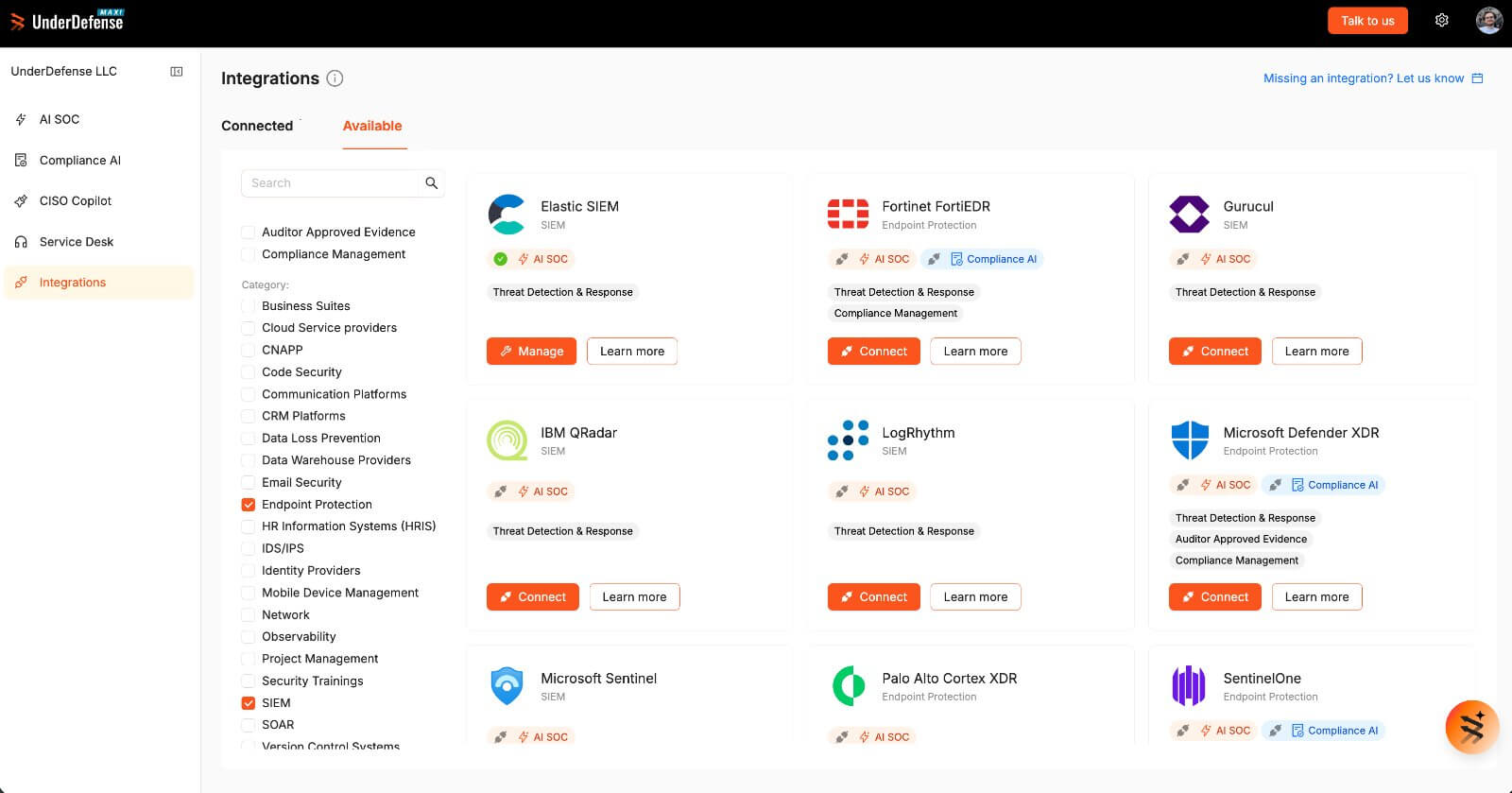 MAXI Integrations catalog