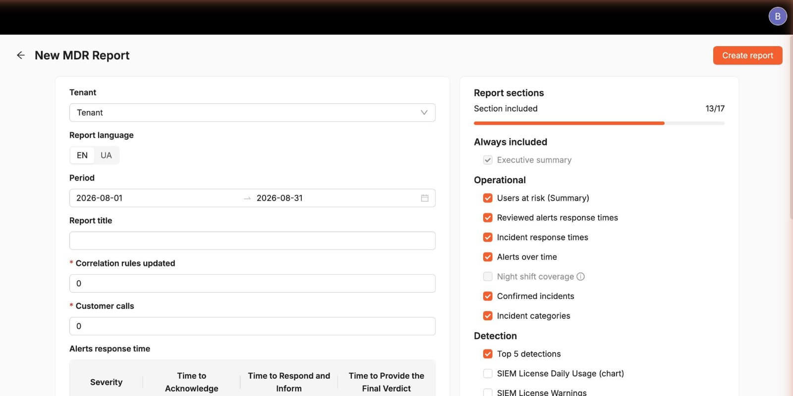 New MDR report builder