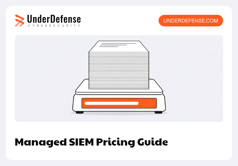 Stack of log pages on a scale, illustrating managed SIEM pricing by data volume
